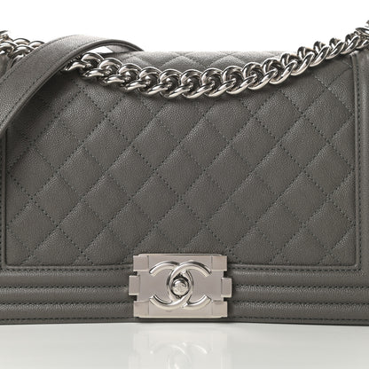 Chanel Caviar Quilted Medium Boy Flap Grey 8 of 13
