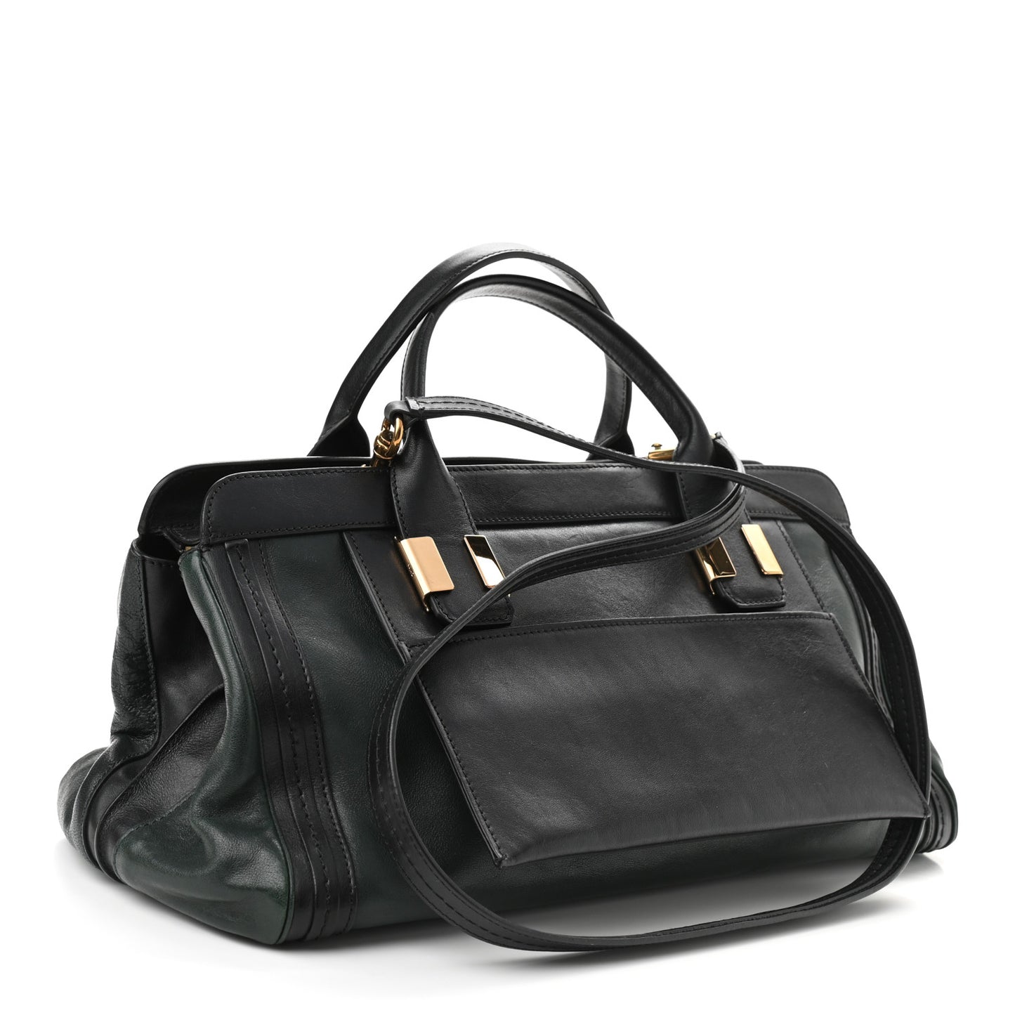 Calfskin Medium Alice Satchel Fir Green Black