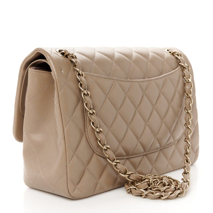 Chanel Lambskin Quilted Jumbo Double Flap Dark Beige 3 of 11