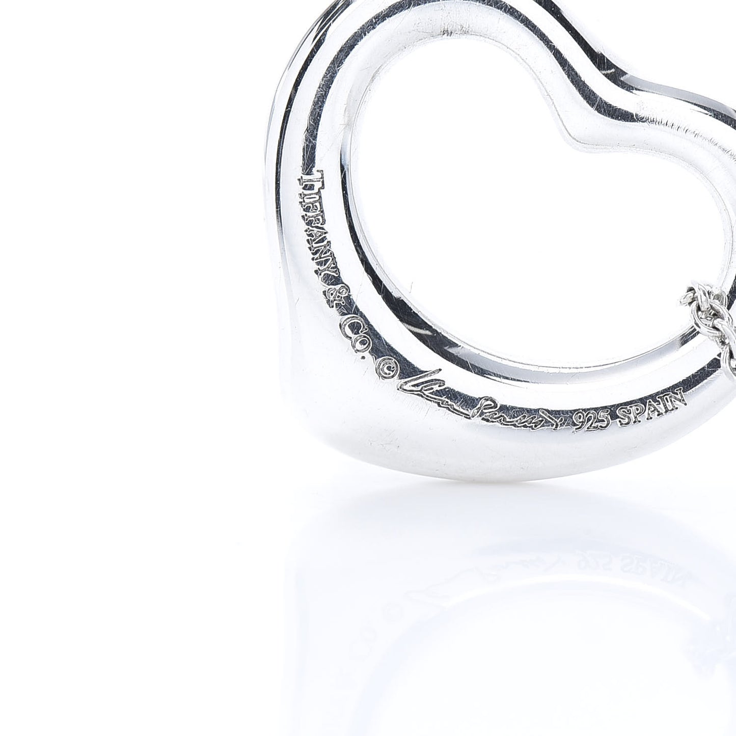Sterling Silver 16mm Elsa Peretti Open Heart Pendant Necklace