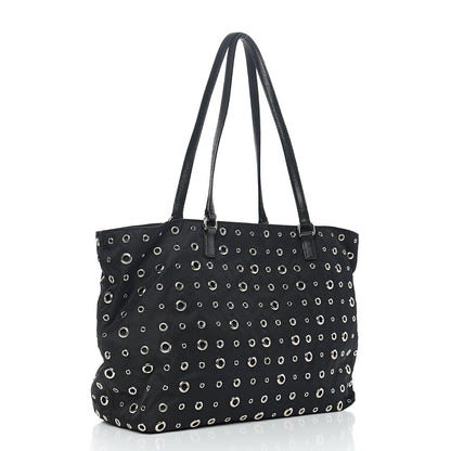 Prada Nylon Metal Grommet Bag Black 2 of 9
