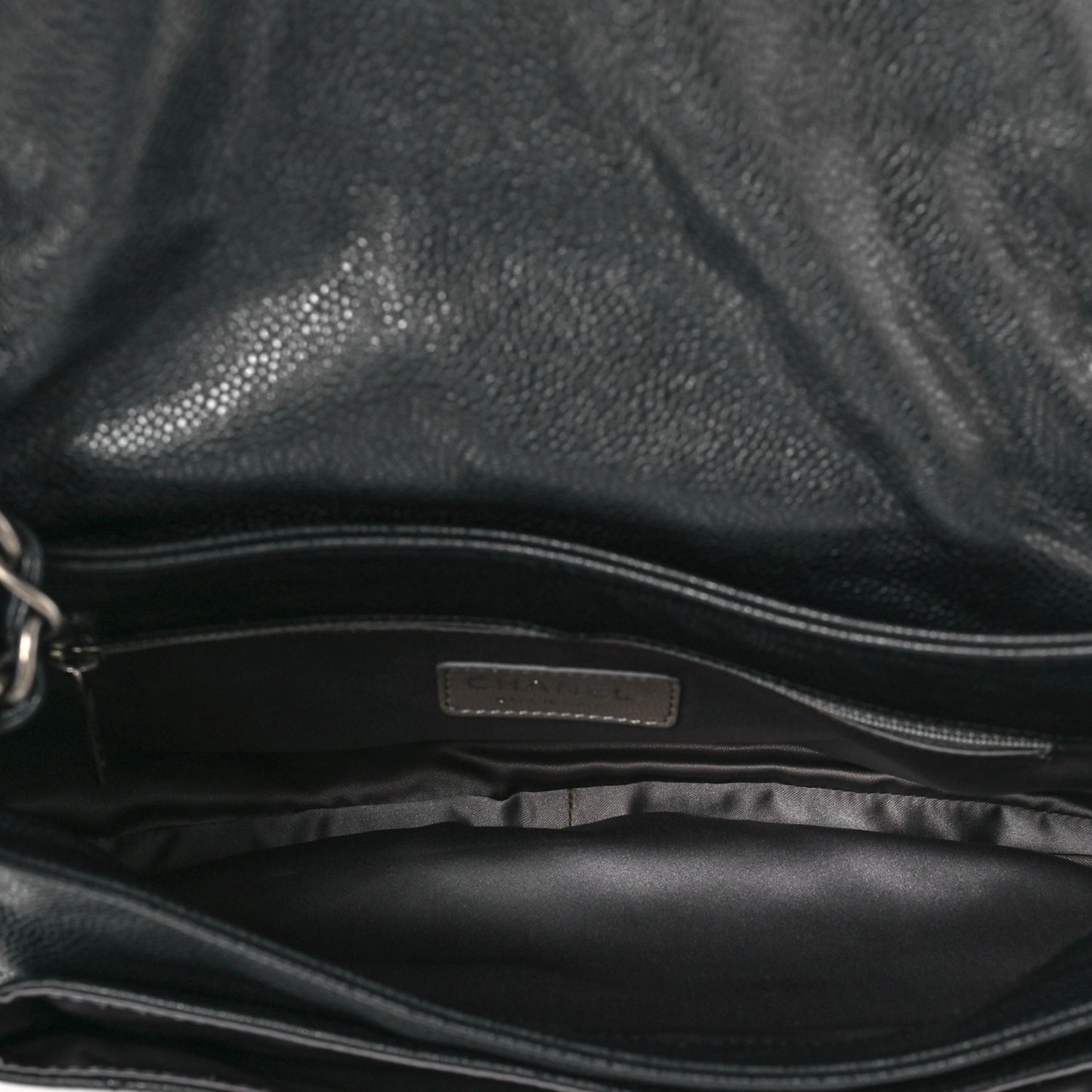 Glazed Caviar Coco Rider Flap Shoulder Bag Black