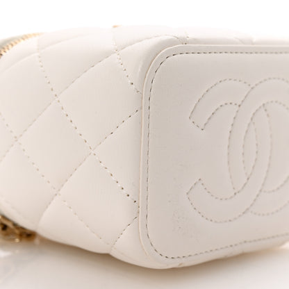 Chanel Lambskin Quilted Mini Vanity Case With Chain White 9 of 10