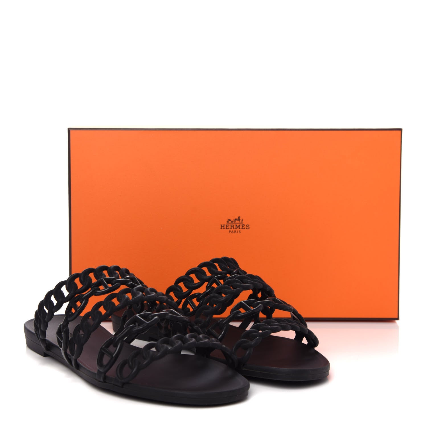 Hermes Rubber Chaine d'Ancre Nude Sandals 36 Black 10 of 10