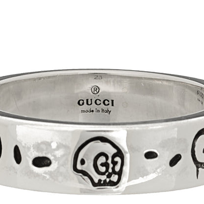 Gucci Sterling Silver Narrow GucciGhost Hamlet Skull Ring 63 10.25 5 of 6