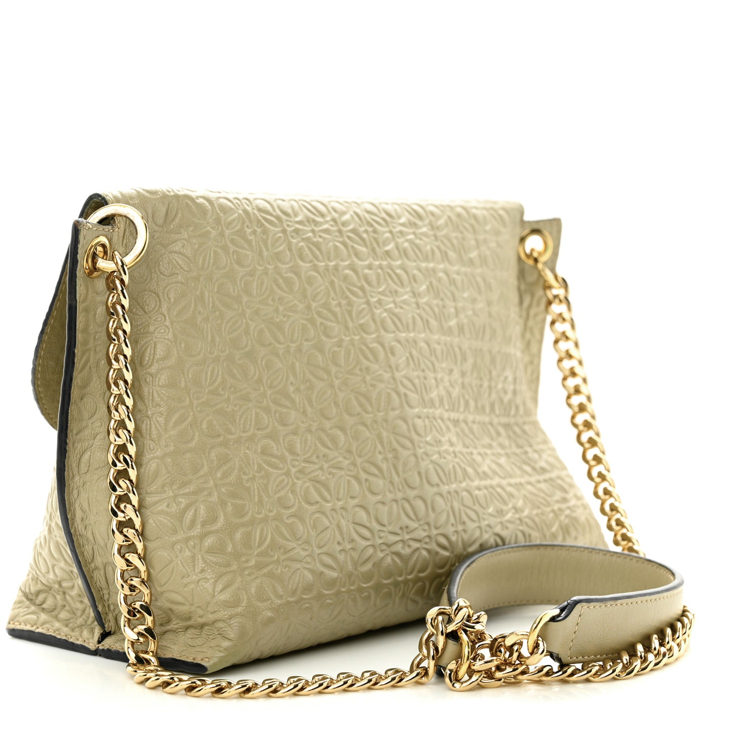 Goatskin Embossed Avenue Shoulder Bag Green