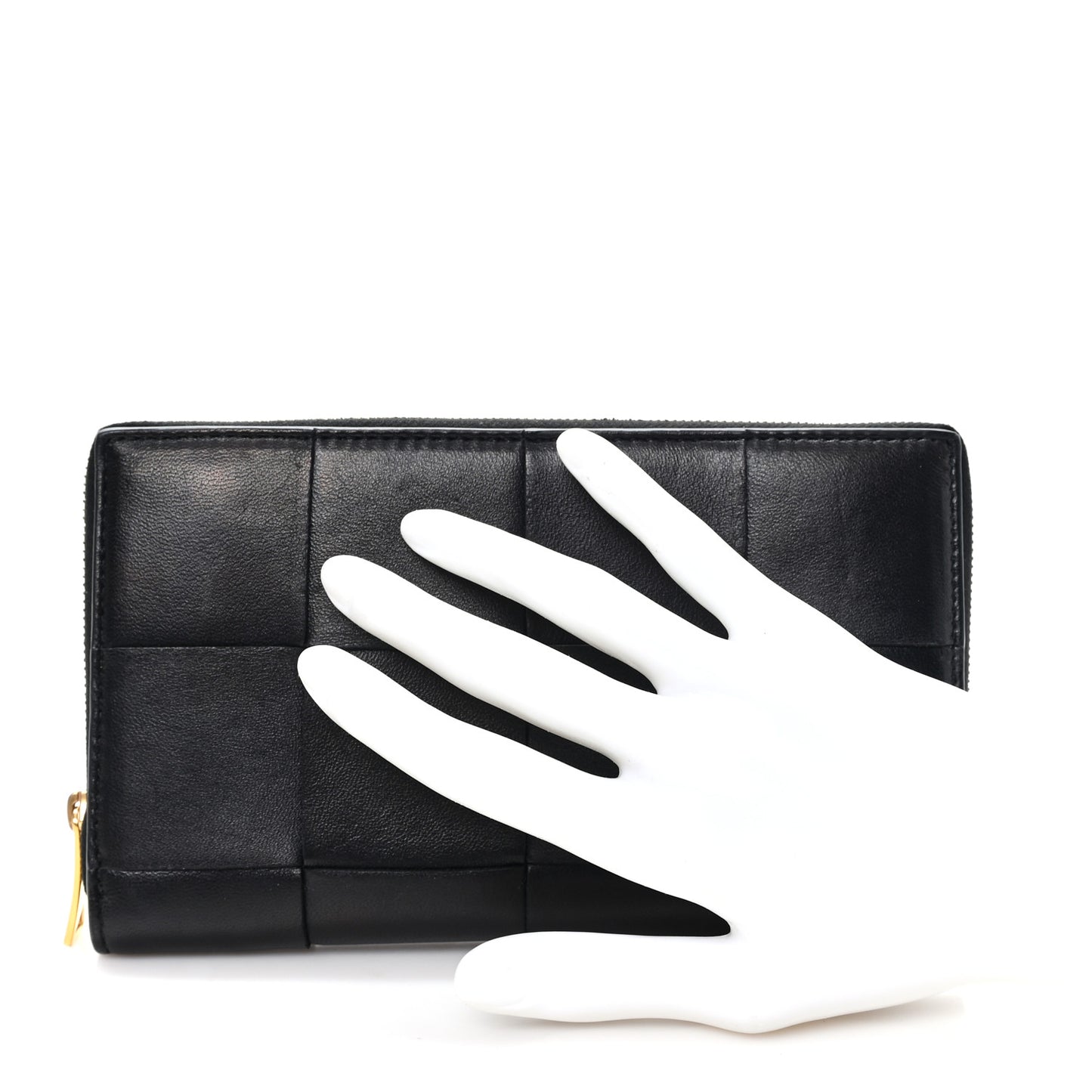 Nappa Maxi Intrecciato Zip Around Wallet Black