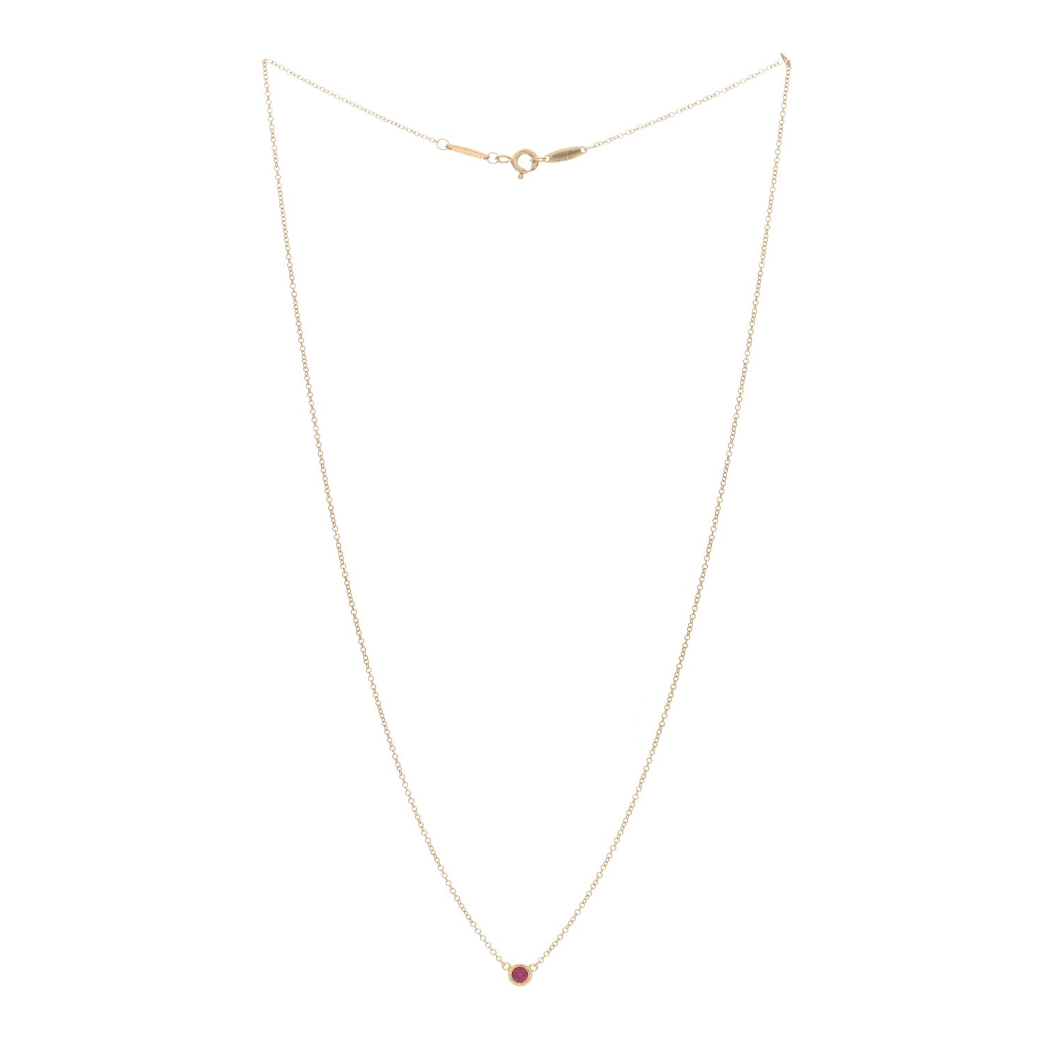 Tiffany 18K Yellow Gold Ruby Elsa Peretti Color By The Yard Pendant Necklace 2 of 5