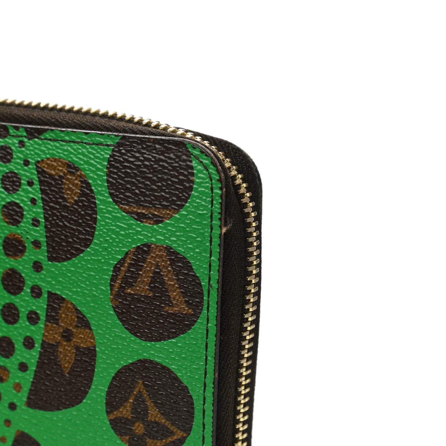 Louis Vuitton Monogram Kusama Pumpkin Dots Zippy Wallet Green 8 of 11