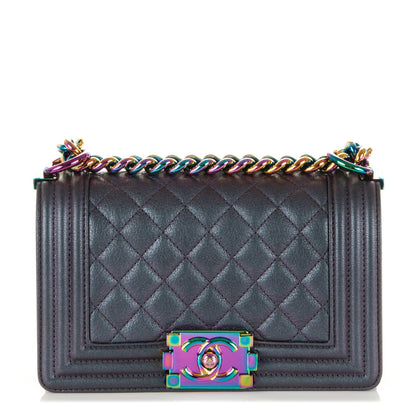 Chanel Iridescent Goatskin Quilted Small Boy Flap Purple 1 of 8