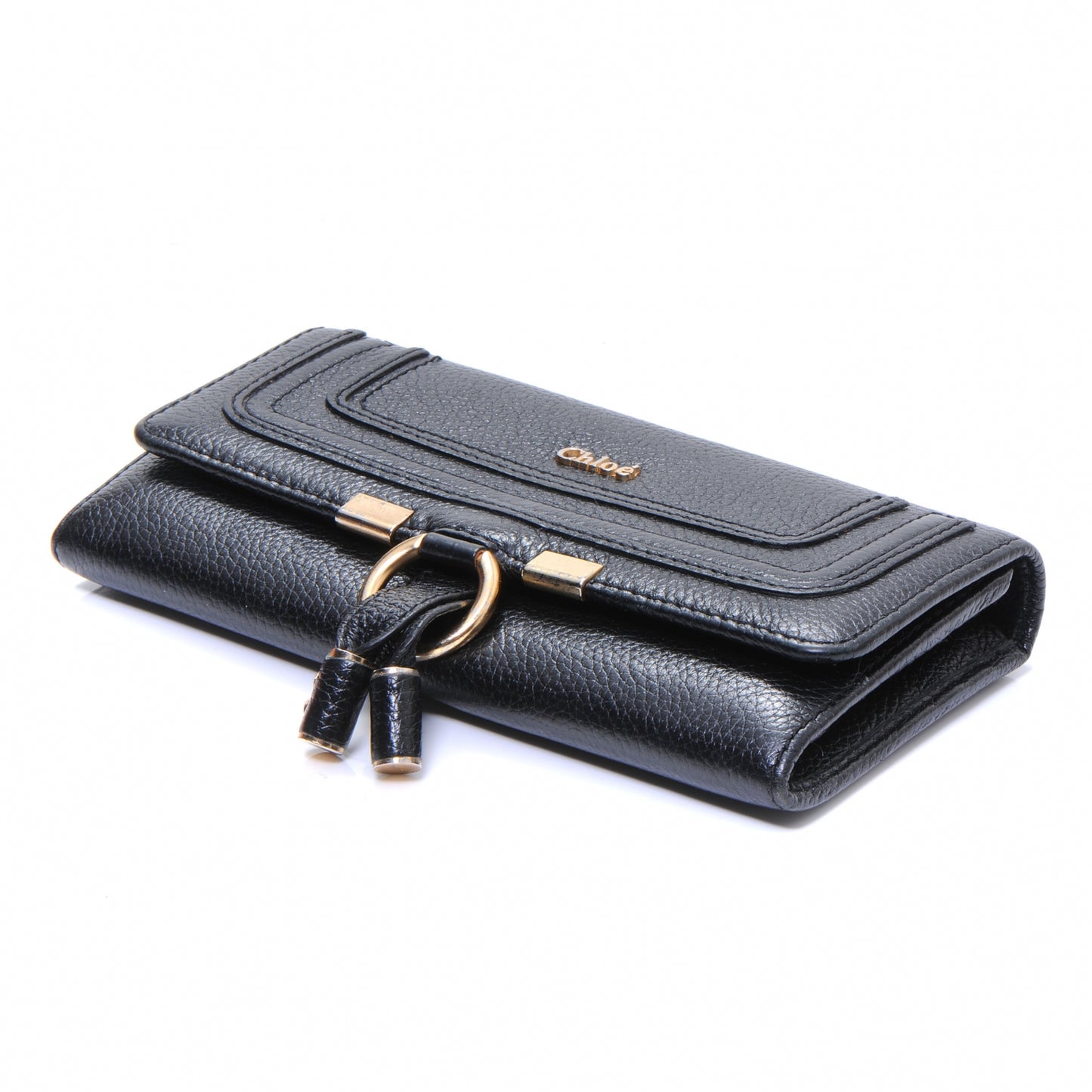 Leather Marcie Continental Flap Wallet Black