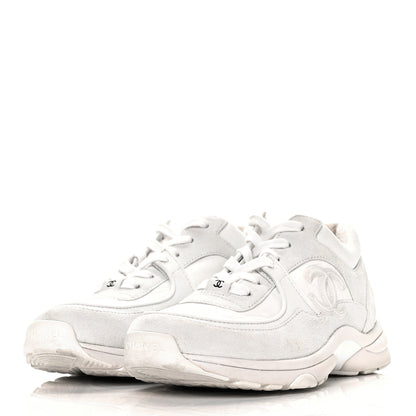 Chanel Suede Calfskin Fabric CC Sneakers 40 White 11 of 40