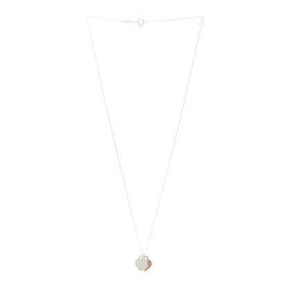 Tiffany Sterling Silver 18K Rose Gold Mini Return to Tiffany Double Heart Tag Pendant Necklace 3 of 4