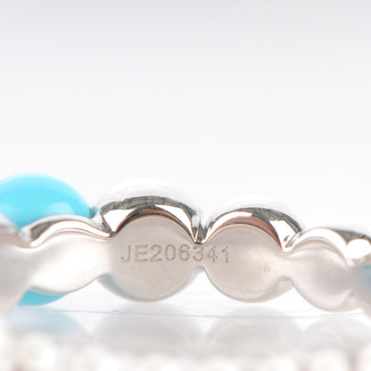 Van Cleef & Arpels 18K White Gold Turquoise Perlée Couleurs Variation Ring 7.5 56 5 of 5