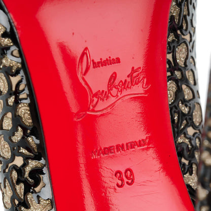 Christian Louboutin Patent Lace Glitter So Pretty 120 Pumps 39 Black 6 of 8
