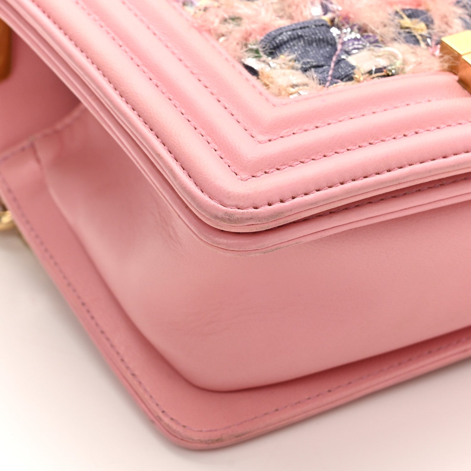 Chanel Lambskin Tweed Quilted Small Boy Flap Pink 12 of 12