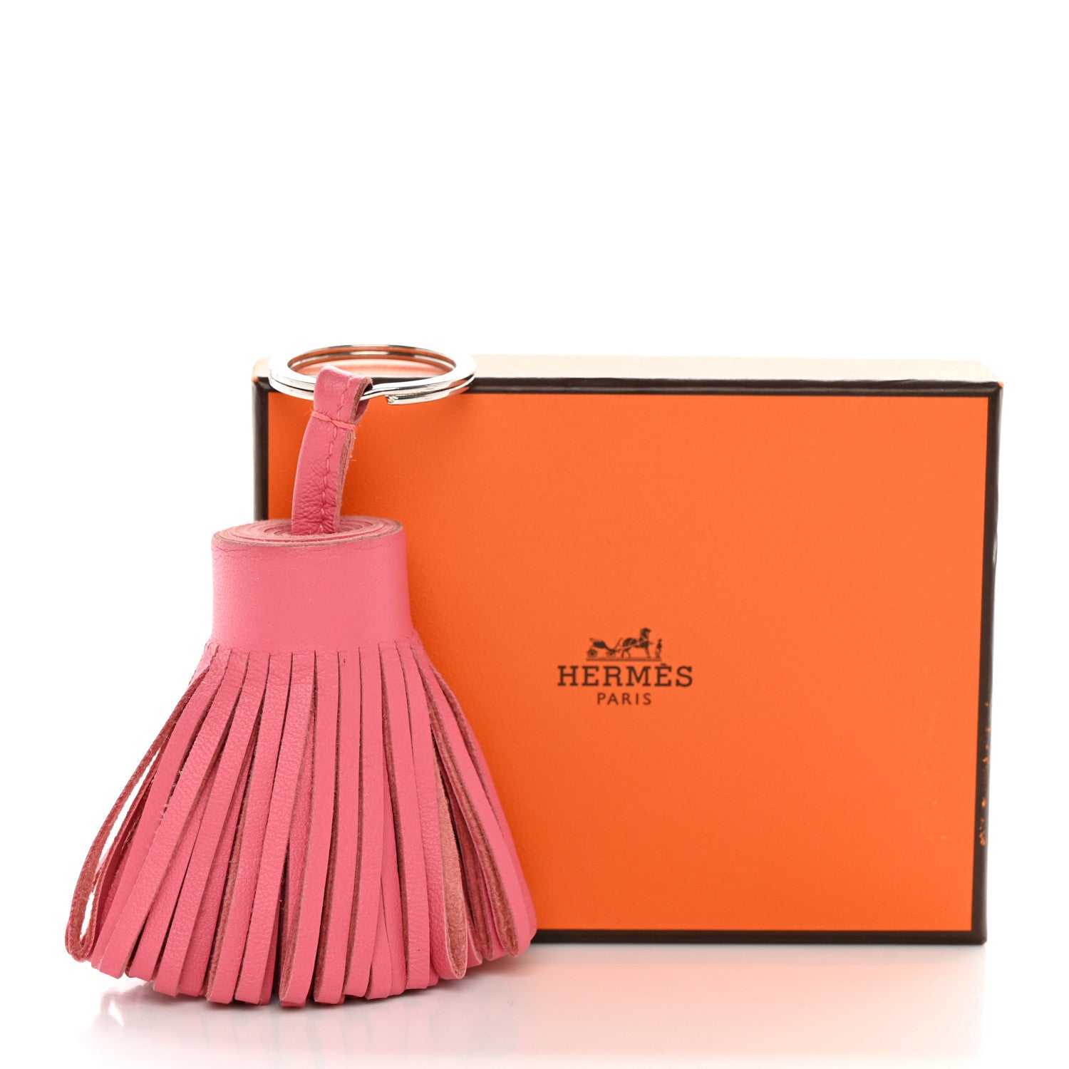 Hermes Lambskin Carmen Tassel Key Holder Rose Azalee 6 of 6