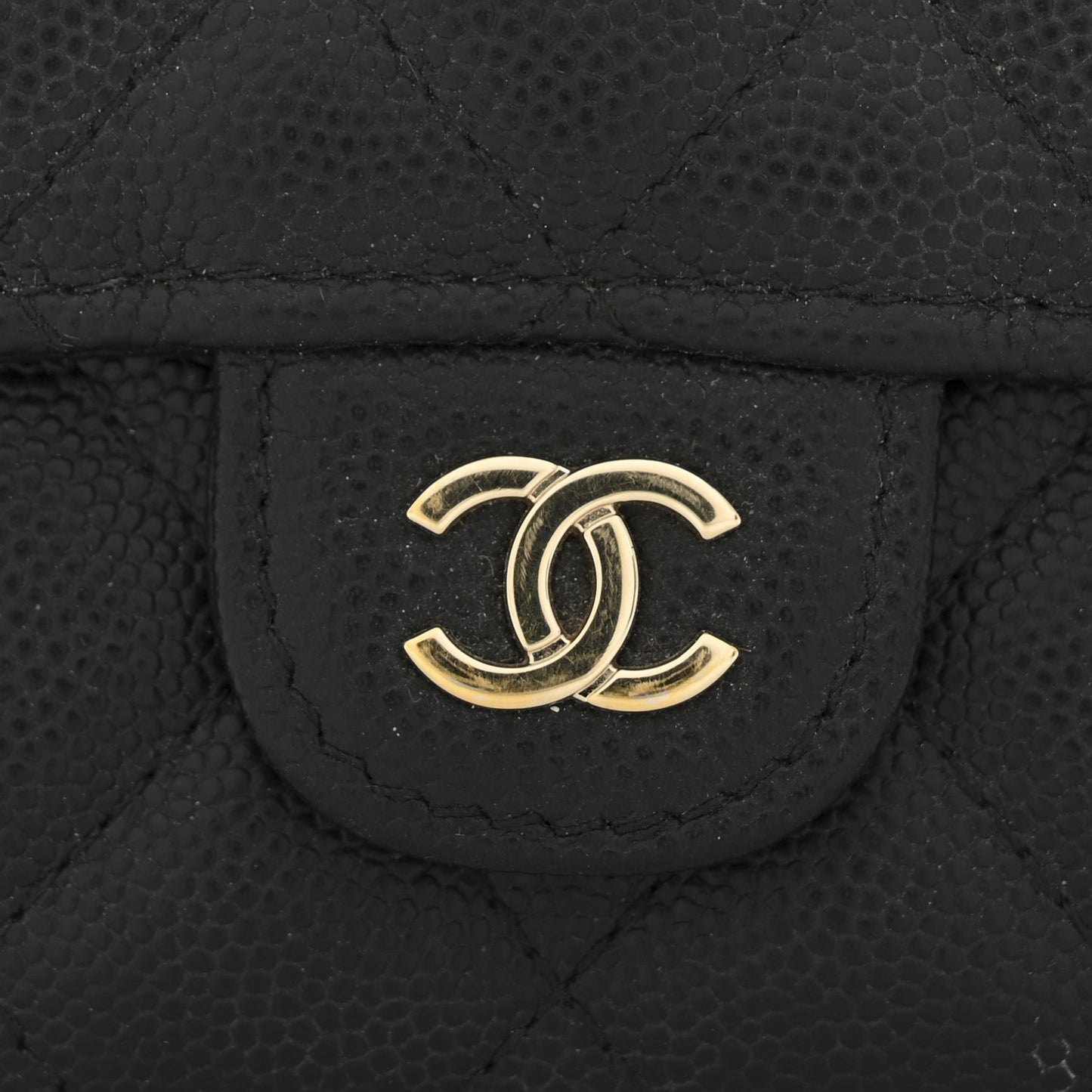 Caviar Quilted Medium Flap Wallet Black