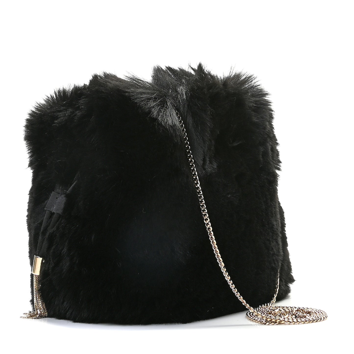 Faux Fur Bucket Bag Black