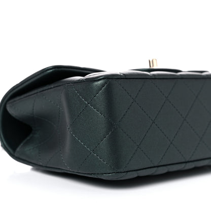Chanel Iridescent Lambskin Quilted Mini Top Handle Rectangular Flap Dark Green 7 of 9
