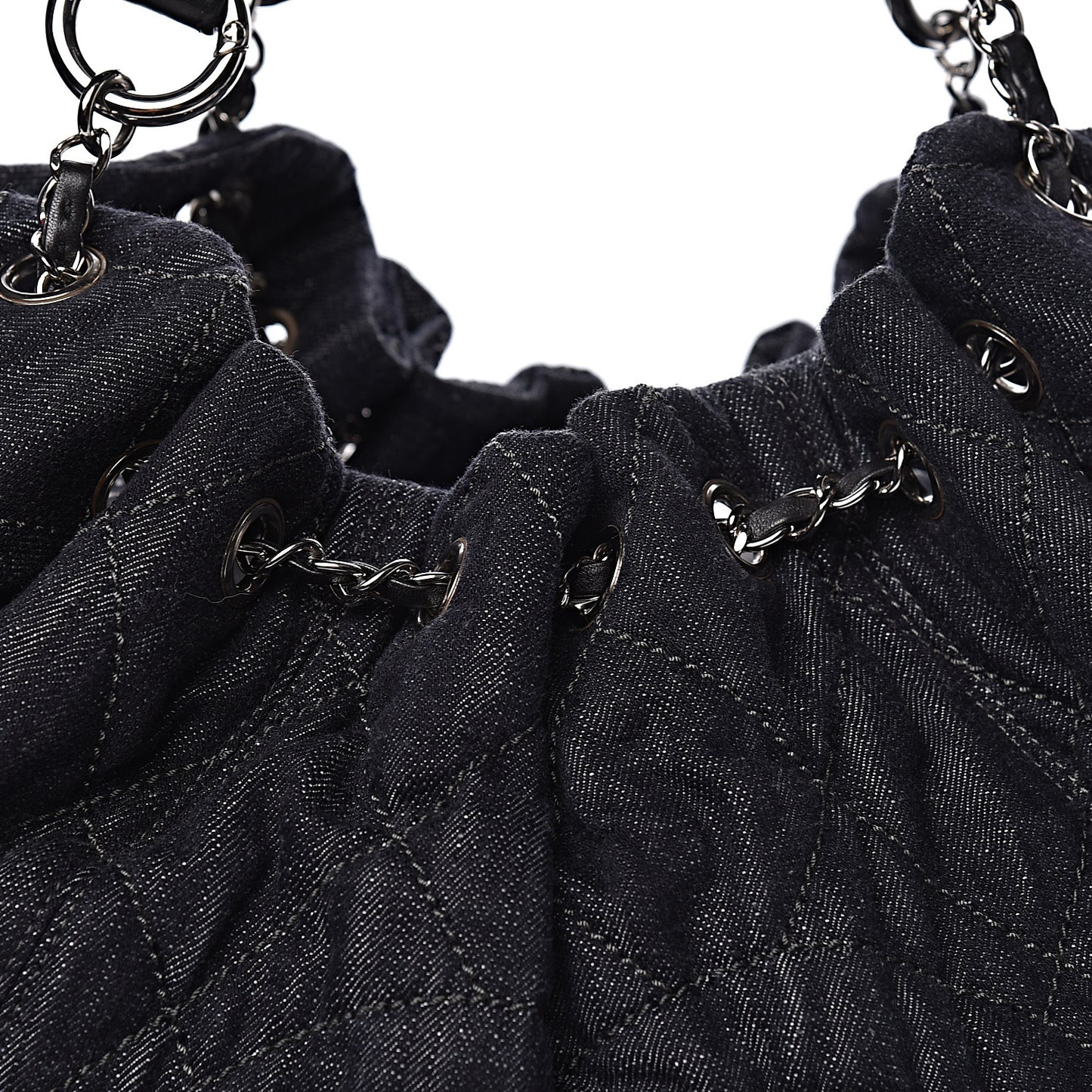 Denim Quilted Stretch Spirit Large Cabas Tote Blue