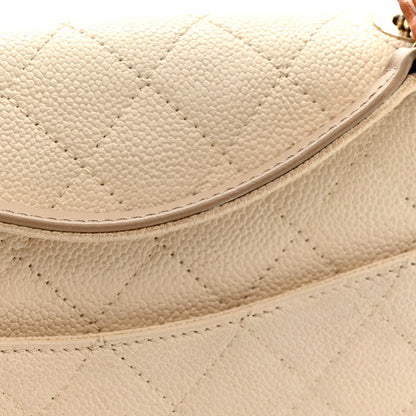 Chanel Grained Calfskin Quilted Small Cuba Top Handle Flap White 14 of 15