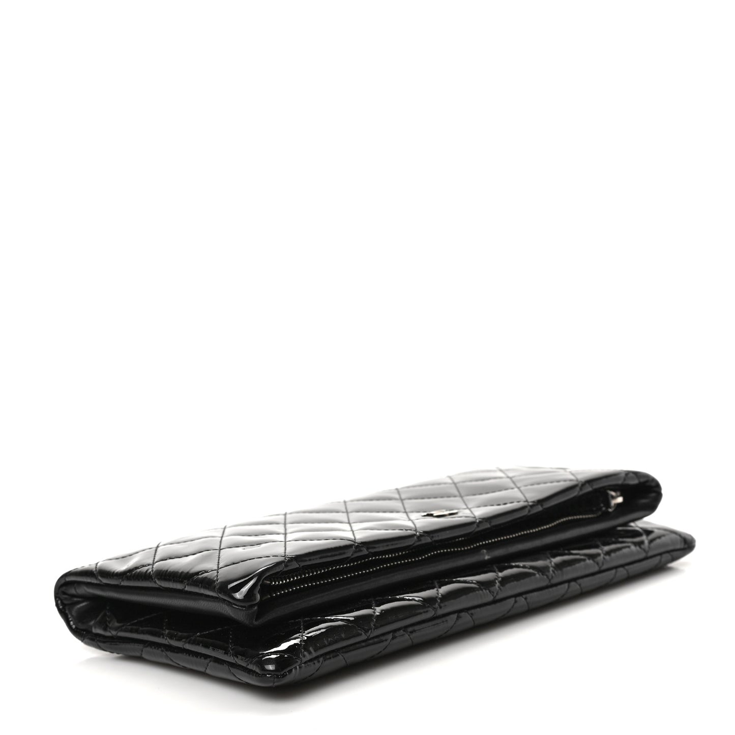 Patent Calfskin Quilted Beauty CC Clutch Black