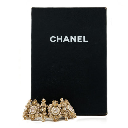 Chanel Crystal Pearl Flower CC Bracelet Gold 6 of 6
