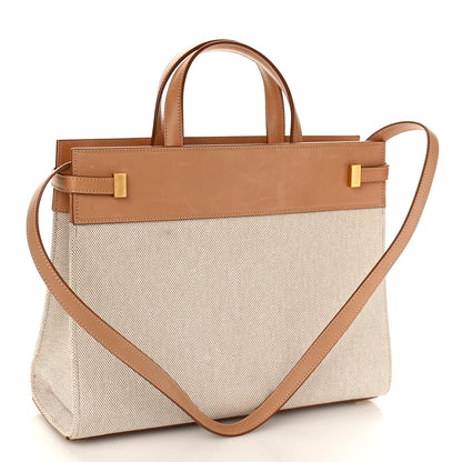 Saint Laurent Canvas Calfskin Medium Manhattan Shopper Tote Natural Brown 3 of 12