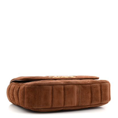 Celine Suede Matelasse Quilted Chain Shoulder Bag Brown 4 of 9