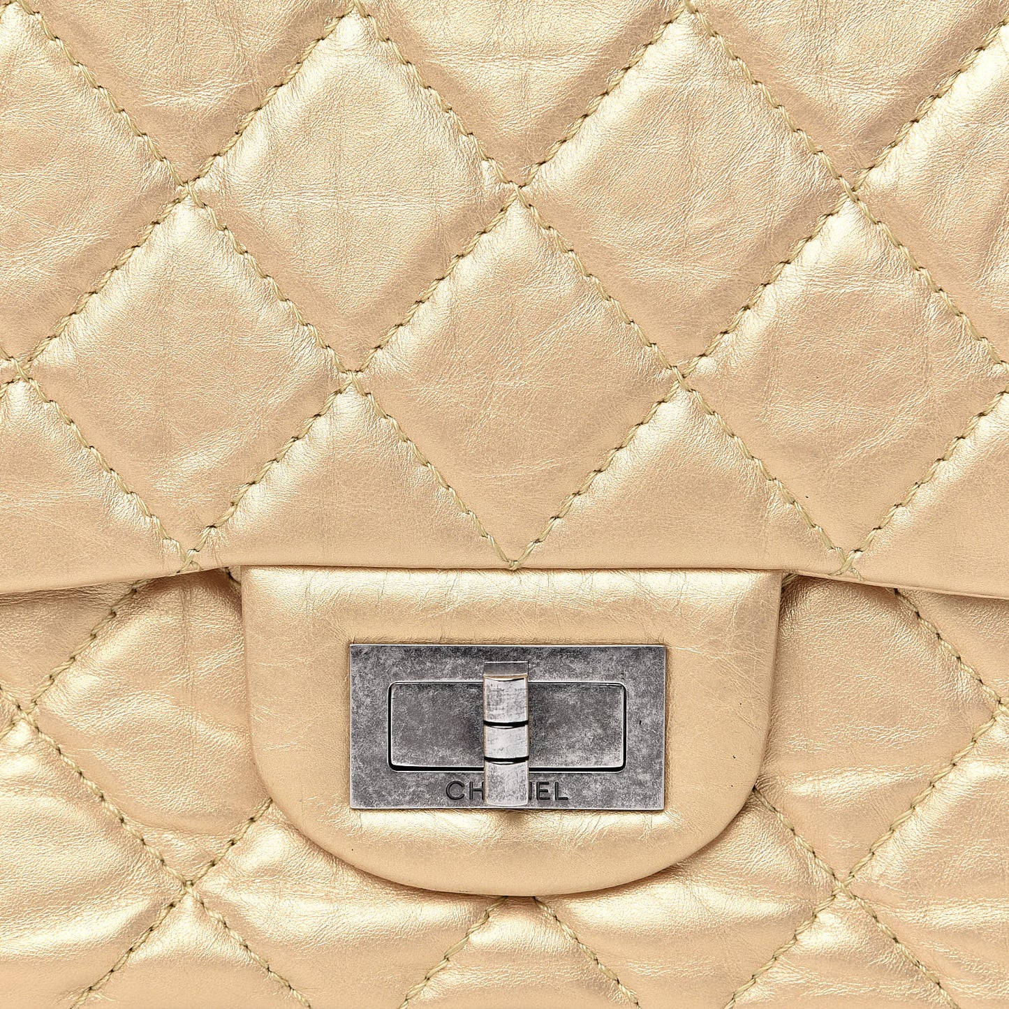 Metallic Aged Calfskin Quilted 2.55 Reissue 227 Flap Gold