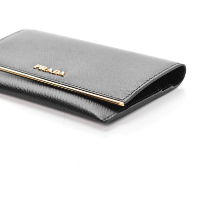 Prada Saffiano Metal Bar Flap Wallet Black 9 of 10
