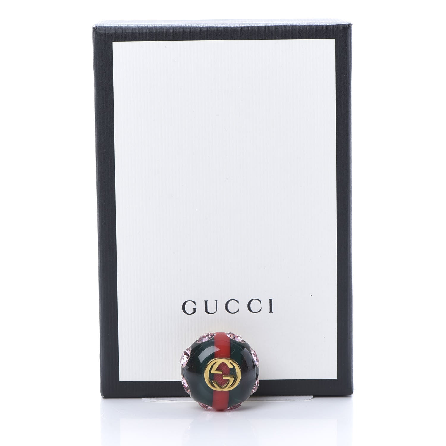 Gucci Resin Strass Vintage Web Stud Pin Red Green 5 of 5