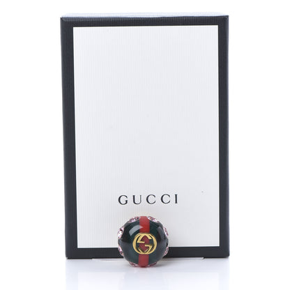 Gucci Resin Strass Vintage Web Stud Pin Red Green 5 of 5
