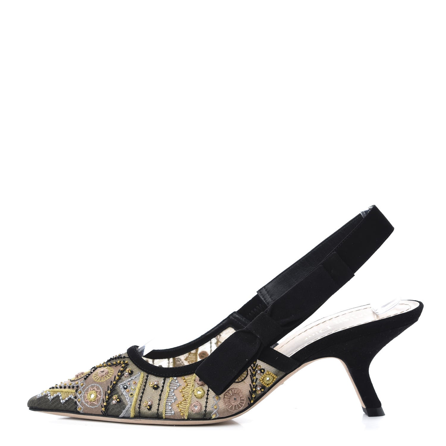 Christian Dior Embroidered Calfskin Beaded Sweet D Sling-Back Pumps 38.5 Multicolor 1 of 9