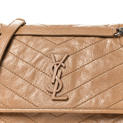 Saint Laurent Crinkled Calfskin Matelasse Monogram Medium Niki Chain Satchel Natural Tan 8 of 10
