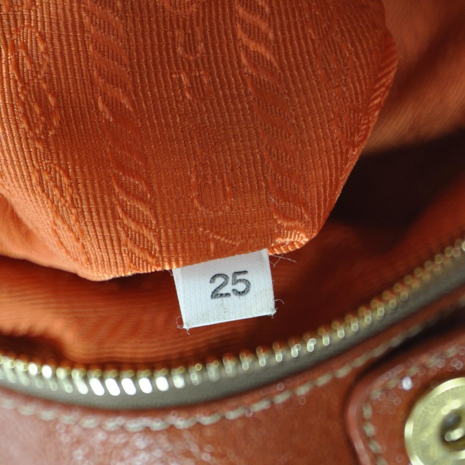 Prada Cervo Lux Chain Shoulder Bag Orange 9 of 9