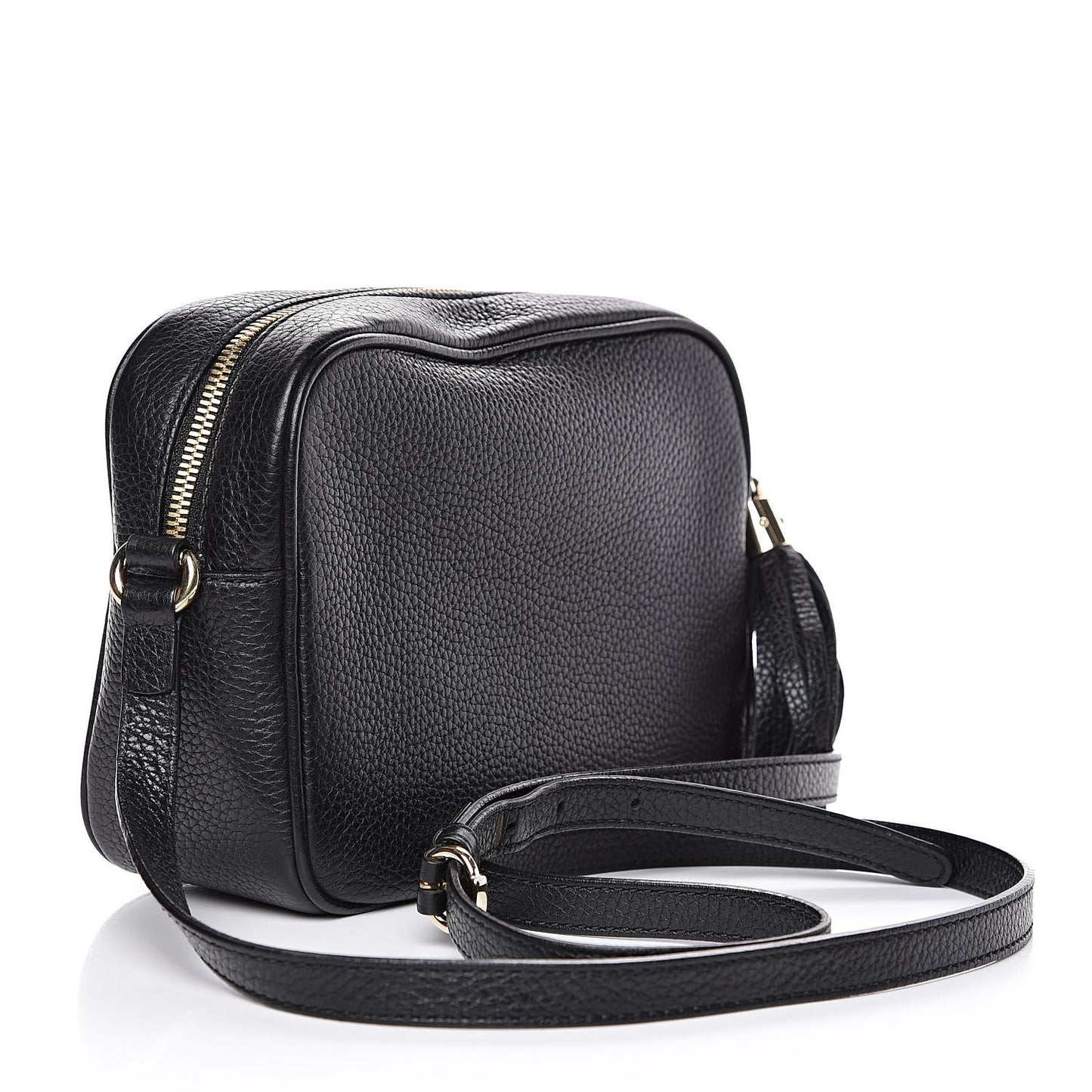 Pebbled Calfskin Small Soho Disco Bag Black
