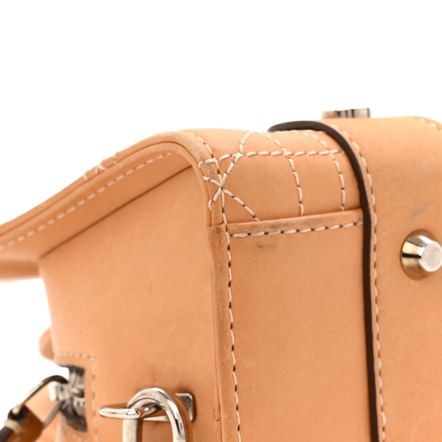 Calfskin Cannage Stitched Small East West Lady Dior Camel