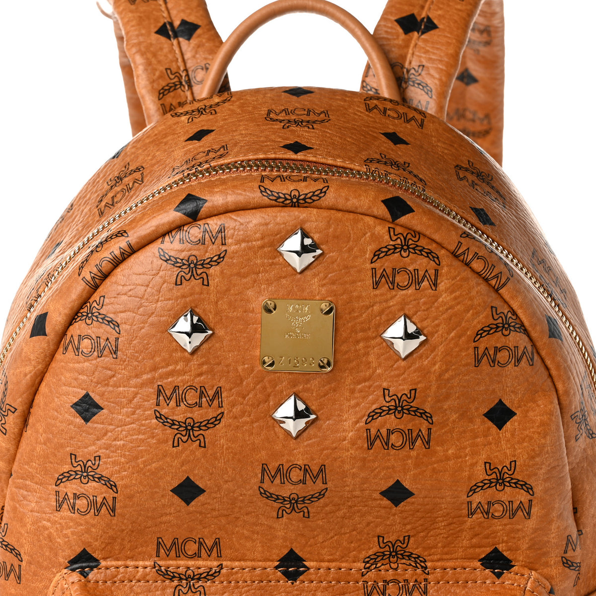 MCM Visetos Small Sprinkle Stud Stark Backpack Cognac 8 of 10
