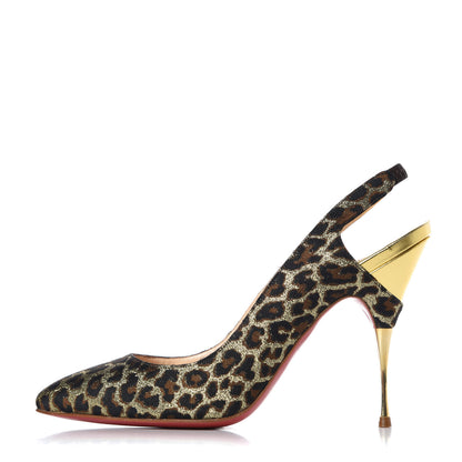 Christian Louboutin Jacquard Leopard Print Slingback 120 Pumps 37.5 1 of 7