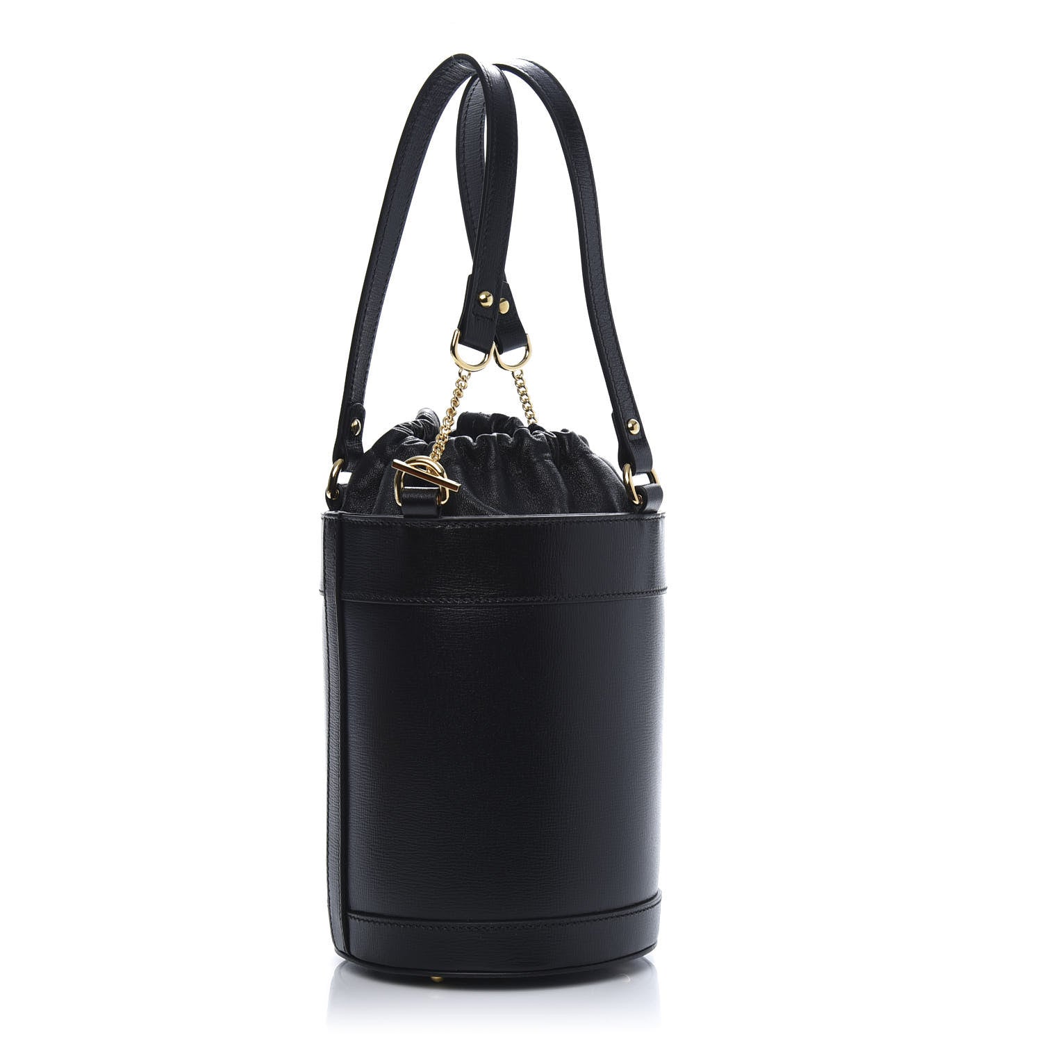 Gucci Azalea Sakai Calfskin Small Horsebit 1955 Drawstring Bucket Bag Black 3 of 11