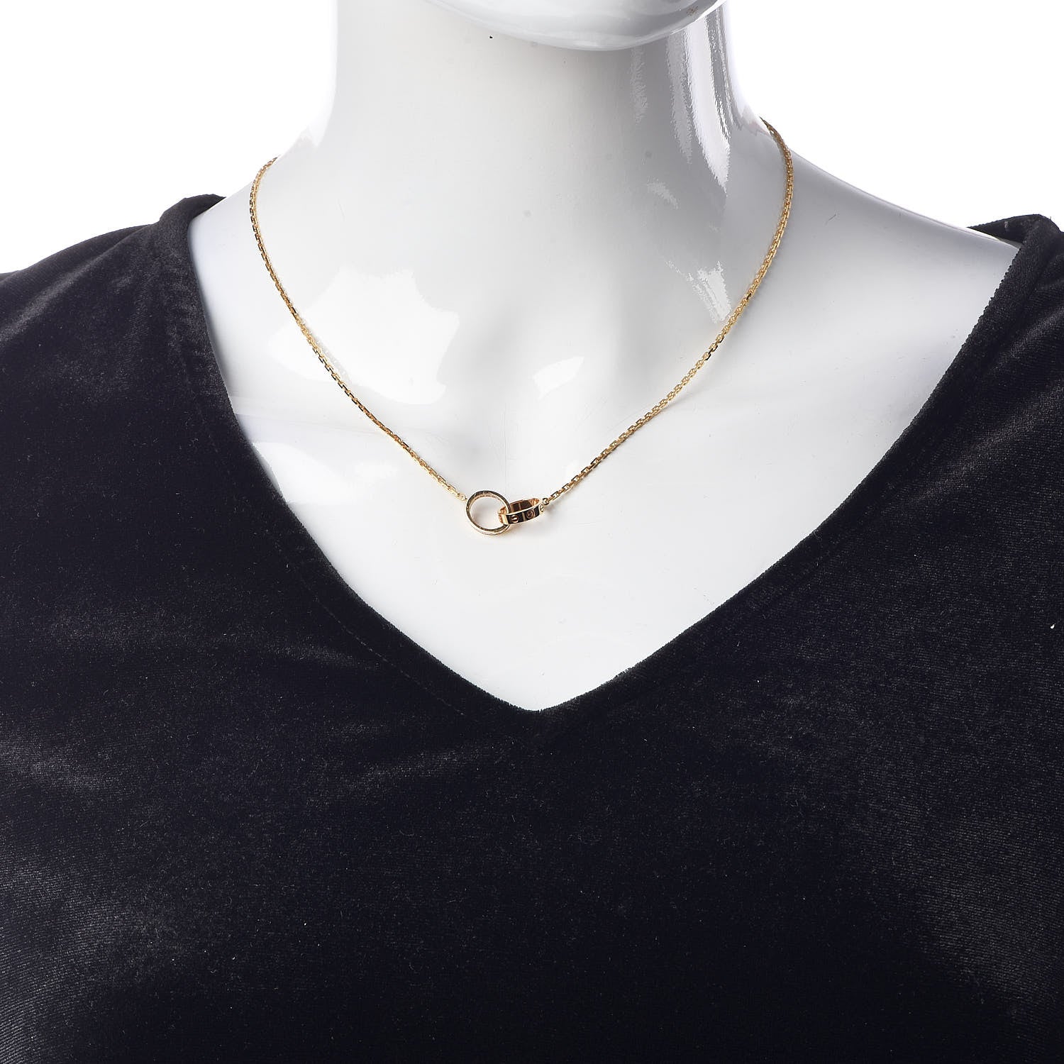 Cartier 18K Pink Gold Diamond Interlocking LOVE Necklace 2 of 6