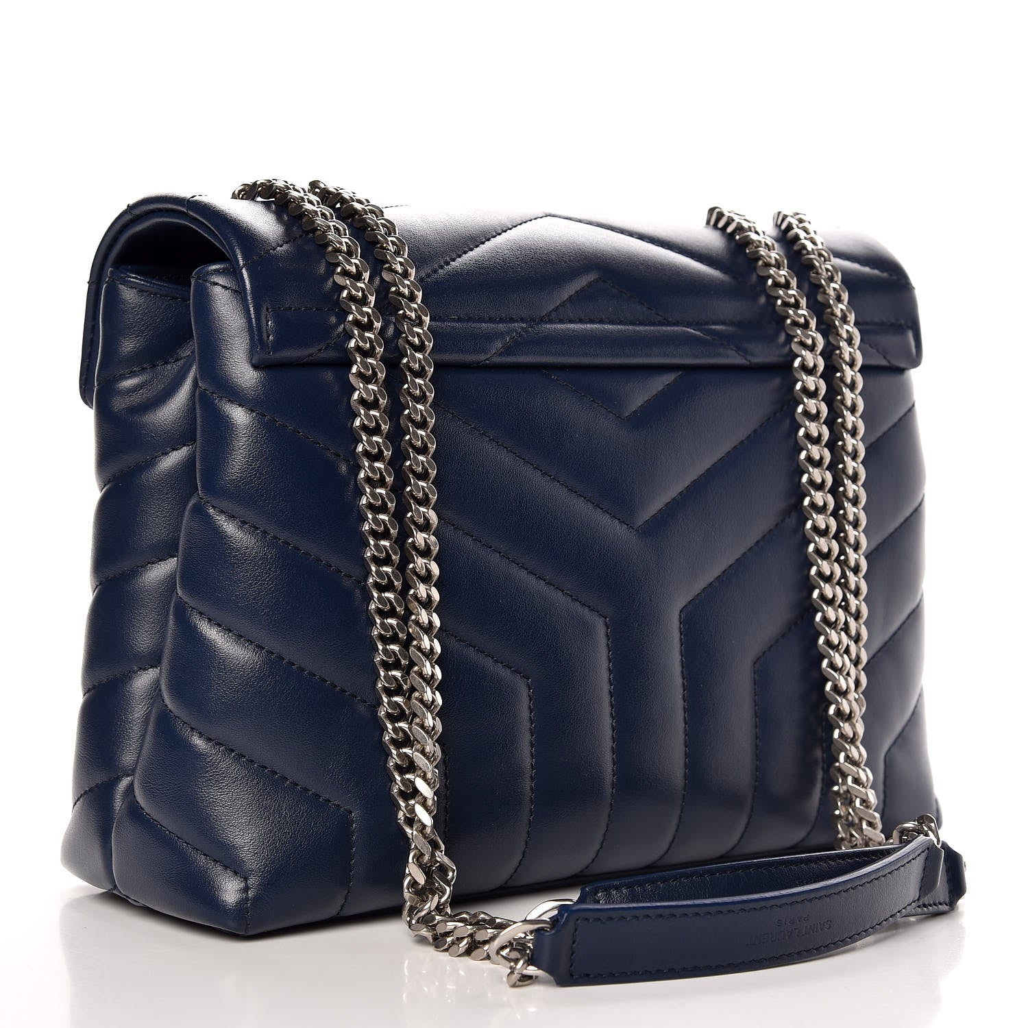 Saint Laurent Calfskin Y Quilted Monogram Small Loulou Chain Satchel Denim Blue 3 of 7