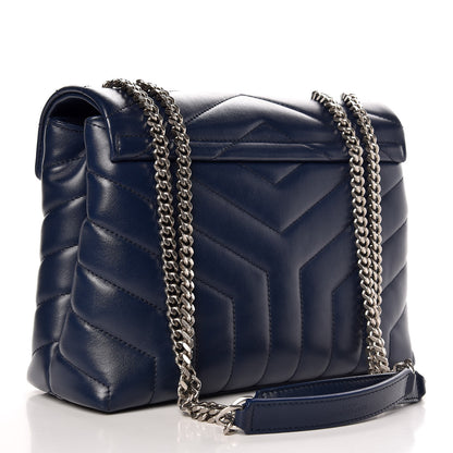 Saint Laurent Calfskin Y Quilted Monogram Small Loulou Chain Satchel Denim Blue 3 of 7