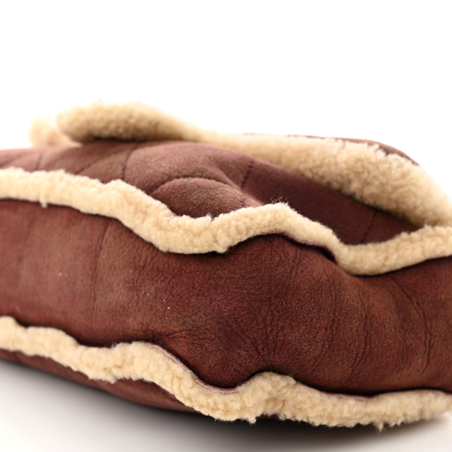 Shearling Quilted Medium Single Flap Brown