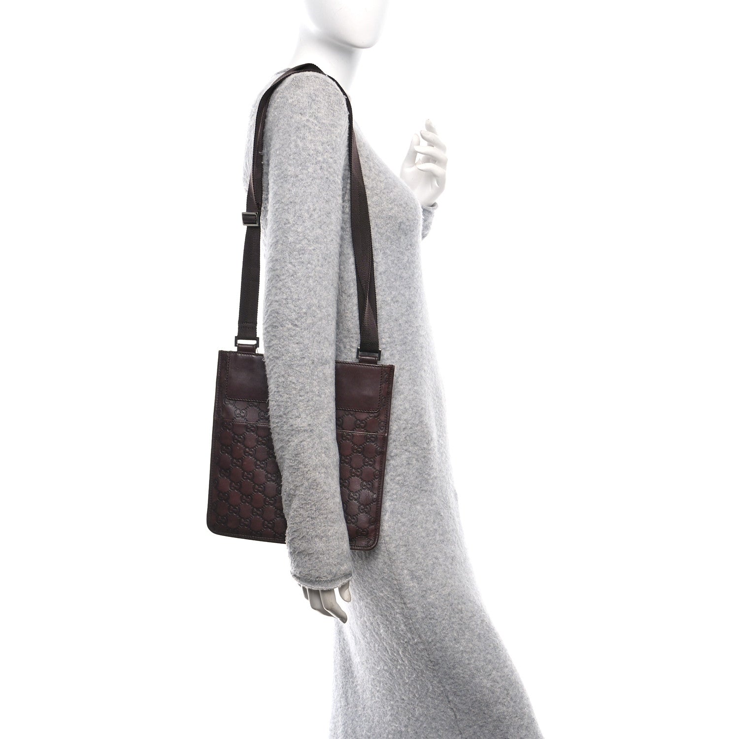 Gucci Guccissima Medium Flat Messenger Bag Dark Brown Dark Brown 2 of 10