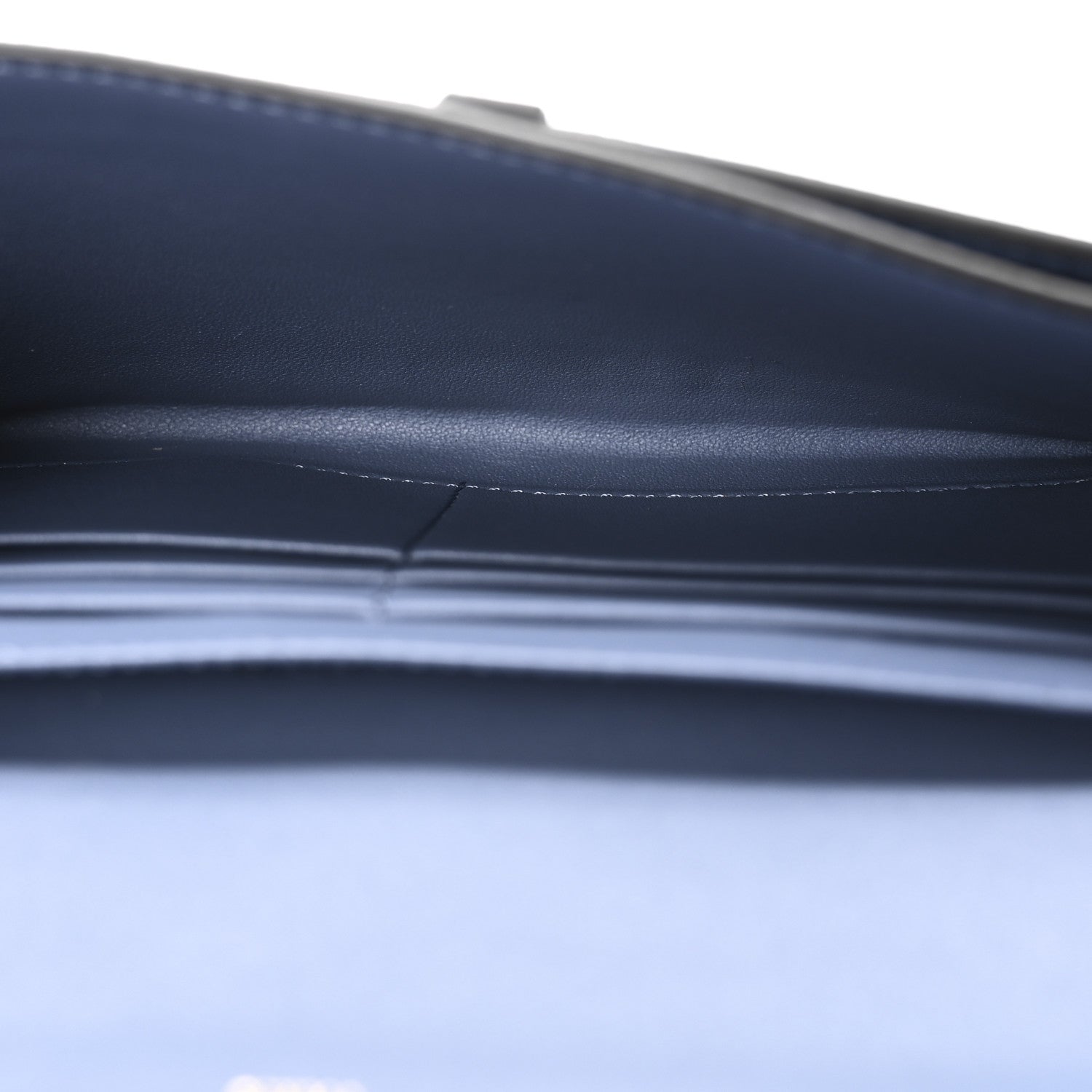 Christian Dior Grained Calfskin Saddle Chain Wallet Pouch Denim Blue 6 of 11