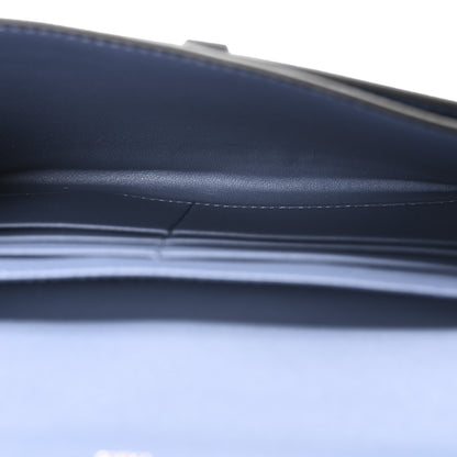 Christian Dior Grained Calfskin Saddle Chain Wallet Pouch Denim Blue 6 of 11