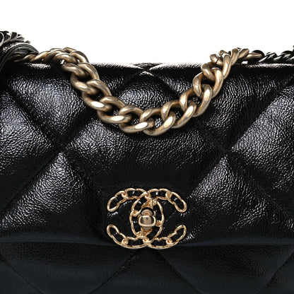 Chanel Shiny Crumpled Calfskin Quilted Medium Chanel 19 Flap Black 8 of 11